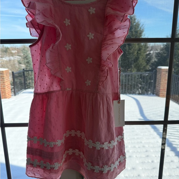 Pink Ruffled Dress with Floral Accents
